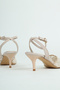Aveny Lace Embroidery Detail Ankle Strap Thin Heeled Women's Shoes - 4