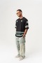 Borderline Stripe Design and Fringed Crew Neck Oversize T-Shirt - 7