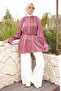 Burgundy Buttoned Tunic with Sleeves and Waist Tie - 3