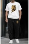 T-Shirt Sweatshirt 2-Piece Combination Lion Printed Sweatproof Women'S/Men's Unisex Model