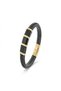 Yellow Black 316L Steel Hair Braid Leather Men's Bracelet - 3