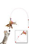 White Furry Cat Play Rod Elastic Jumping Activity Functional Design Sturdy and Durable