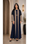 Minimalist Navy Abaya with Taupe Trim – Modern Modest Wear - 4