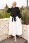 Black Shirt with Elastic Sleeves and Tie at the Waist - 4