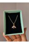 Pink Winged Bee Gold Steel Necklace