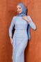 Baby Blue Lace Guipure Embroidered Evening Dress - 2