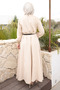 Beige Elastic Sleeve Belted Piece Dabıl Dress - 2