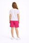 Fuchsia Floral Patterned T-Shirt and Girl's Shorts 2 Sets 23827 - 4