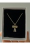 Zircon Stone Gold Color Bow Steel Necklace