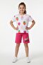 Fuchsia Fruit Patterned T-Shirt and Shorts Summer Set for Girls 23850