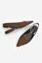 Women's Pointed Toe Open Back Thick Banded Elastic Daily Ballerinas Venga Brown Suede - 8