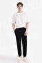 F4680Axbk81 Black Jogger Fit Trousers with Tie Waist and Three Pockets