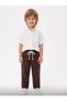 Boys' White Shirt and Beige/Black/Brown Linen Trousers Two-Piece Set