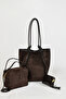 Soft Suede Women's Shoulder and Handbag Set – Stylish and Suitable for Daily Use in Bitter Brown