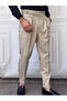 Bird's Eye Pattern Pleated Trousers with Belt Buckle Detail - 2