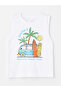 Lcw Kids Ma Bella White Crew Neck Printed Baby Boy Undershirt and Swim Shorts 2-Piece Set - 2