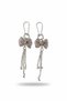 Pink Stone Silver Color Bow Dangle Chain Earrings - 2