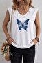 Patterned Butterfly Printed Women's Oversize Sleeveless T-Shirt