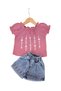 Baby Girl Summer Denim Shorts and Floral Printed T-Shirt 6-9-12-18-24 Months 2-Piece Holiday Outfit Set - 2