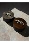 Set of 2 Metal Decorative Ashtrays with Wooden Crocodile Figures, Tabletop Ashtray, Dark Silver Crocodile - 3