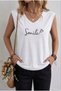 Smile Heart Printed Women's Oversize Sleeveless T-Shirt