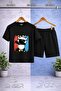 Children's Panda Colorful Canvas Eyeglasses Printed Crew Neck T-Shirt - Shorts Set