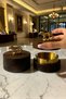 Set of 2 Metal Decorative Ashtrays with Wooden Lion Figures, Tabletop Ashtray Dark Gold Lion