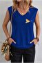 Mini Zipper Bear Printed Women's Oversize Sleeveless T-Shirt