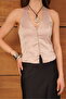 Zippered Satin Vest - Stone |   Vmd2952 - 4