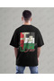 Palestine Design Oversize Unisex T-Shirt with Kefiye Pattern Streetwear Print - 3