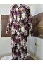 100% Cotton Viscose Belted Waist Collared Long Sleeve Buttoned Long Dress, Hijab Dress - 3