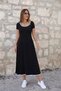 New Season Women's Short-Sleeved Round-Neck Colorful Flared Midi Viscose Dress