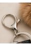 Leopard Patterned Leather Letter Keychain Charm with Pompom Bag Ornament Accessory with Hook Stylish Design for Women - 5