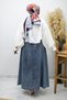 Pocketed Elastic Waist Denim Skirt Tsd260175 Light Blue - 6