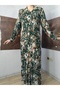 100% Cotton Viscose Belted Waist Collared Long Sleeve Buttoned Long Dress, Hijab Dress - 4