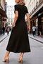 New Season Women's Short Sleeve V-Neck Pocket Midi Viscose Casual Dress - 5