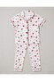 Girls' Mixed Heart Print 3-14 Years Summer Short Sleeve Buttoned Nightgown Pajama Set - 4