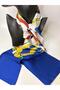 Navy Blue Chain Patterned Double-Sided Rectangular Long Scarf (14X150 cm) - 4
