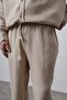 Men's R Embroidered Muslin Baggy Trousers Beige - 5