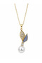 Gold Color Pearl Detailed Leaf Necklace Women's 316L Steel Stylish Gift - 2