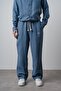 Men's R Embroidered Muslin Baggy Trousers Light Blue