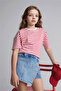100% Cotton Relax Fit Crew Neck Striped Short Sleeve T-Shirt Girls D8581A826Sm - 3