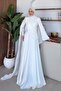 Alara Sleeve Detail Evening Dress White - 3