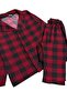Boy's Cotton Milan Fabric Red Plaid Patterned Buttoned Sleeper with Sleeves and Sleeves withSleeves and Sleeves and                                      Slee - 5