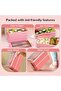 Bento Lunch Box, Stackable 2 Layer 3 Compartments Leak Proof 1400ml with Spoon Fork - 2