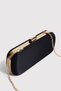 Women's Black Satin Gold Cover Clutch Evening Dress Bag