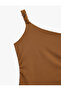 Accessory Detailed Draped Brown Women's Dress 6Sak80003Uk - 5