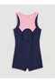 Color Blocked Girls' Swimsuit with Shorts - 3