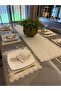 Royal Emerald Lace Detailed Gold Glitter Ecru American Service Set 13 Pieces