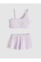 Giyçık Storeden Lilac Printed Girls' Skirted Bikini